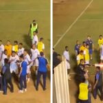 Brazilian goalkeeper shot by police officer's rubber bullet during wild post-match altercation