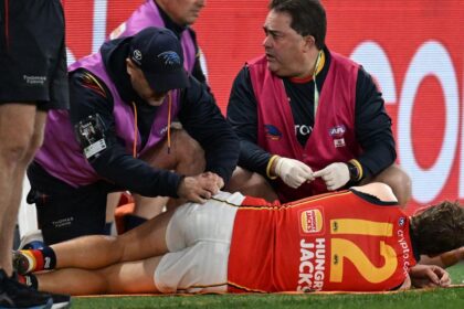 Jordan Dawson enters concussion protocols, played through after Nate Caddy bump, latest injury, Adelaide Crows win over Essendon Bombers, Nick Murray knee, Jye Caldwell