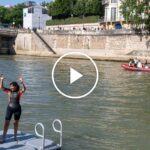 Mayor of Paris swims in the Seine to show it is clean before the Olympics