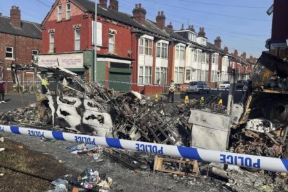 Violence in Leeds: Bus set on fire, police car overturned during riots in Britain over 'family incident'