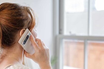 A woman using a smartphone