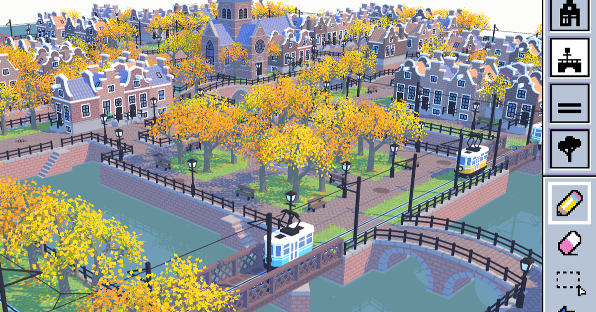 Here's a free miniature town-builder with trams from the creator of Viewfinder