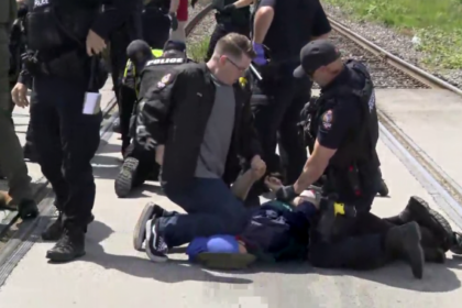 Thirteen protesters charged over rail blockade for Gaza solidarity in Vancouver