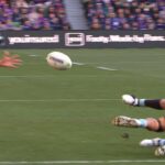 Nick Meaney forward pass, Will Warbrick try, Melbourne Storm vs Cronulla Sharks, video